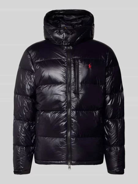 Kurtka bomber Polo Ralph Lauren z wysokim kołnierzem z logo pikowany niebieski