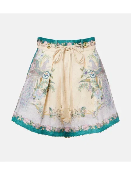 Pantaloni scurți Zimmermann de in cu imagine verde