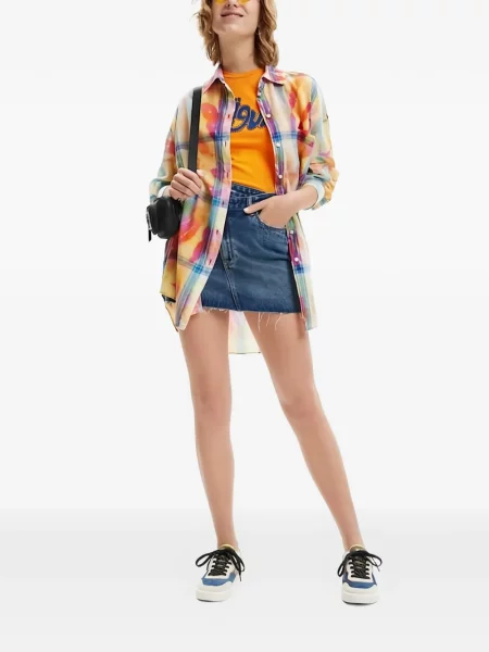 Fustă din denim Desigual albastru