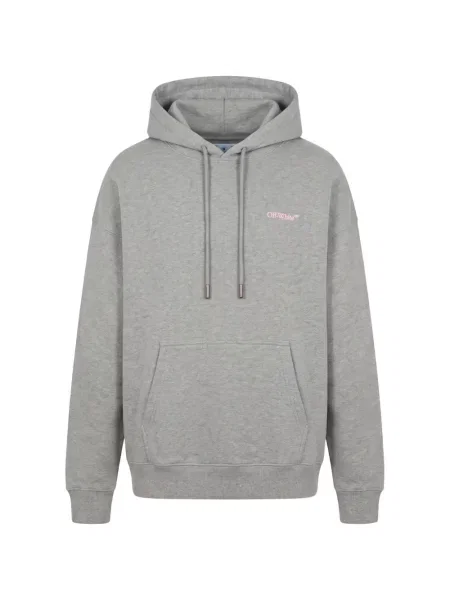 Hanorac cu glugă Off-white cu imagine cu cordon alb