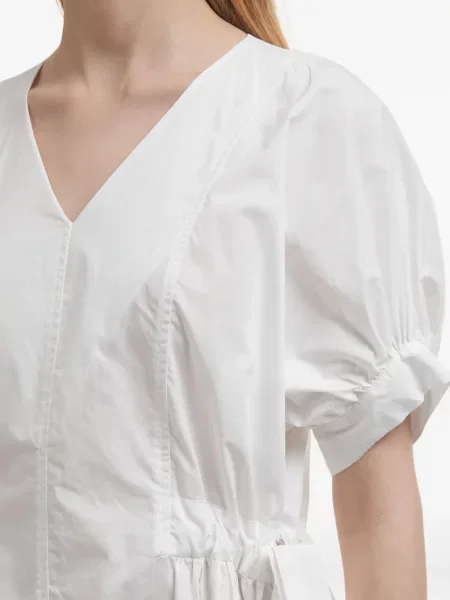 Rochie mini B+ab cu decolteu în V de costum alb