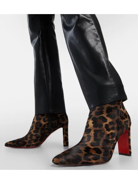 Cizme scurte Christian Louboutin cu imagine cu model leopard maro