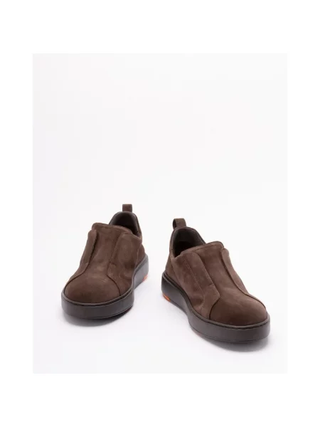 Sneakersy Santoni zamszowe wsuwane brązowe