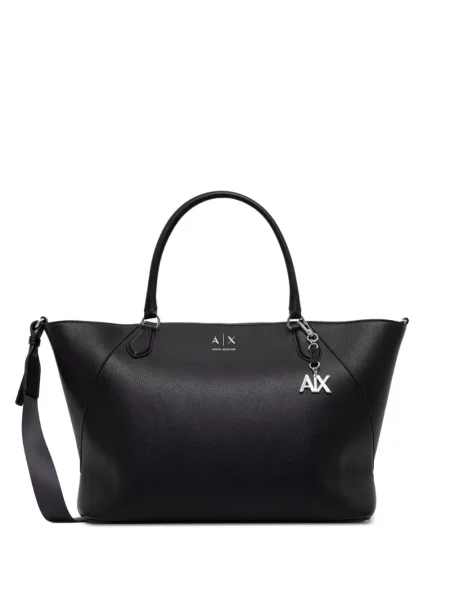 Geantă shopper Armani Exchange cu autograf negru