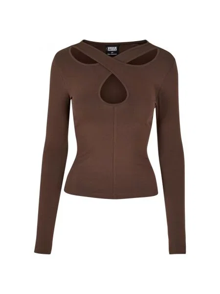 Bluzka z długim rękawem Urban Classics brązowa