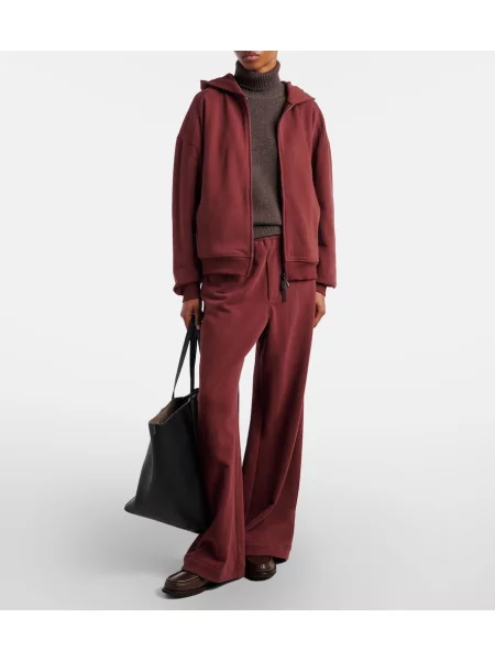 Pantaloni sport Brunello Cucinelli din jerseu maro