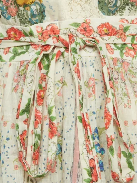 Rochie mini Zimmermann cu model floral cu imagine plic alb