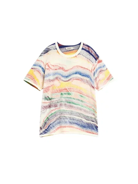 Desigual Tricou crem / deschis / galben albastru