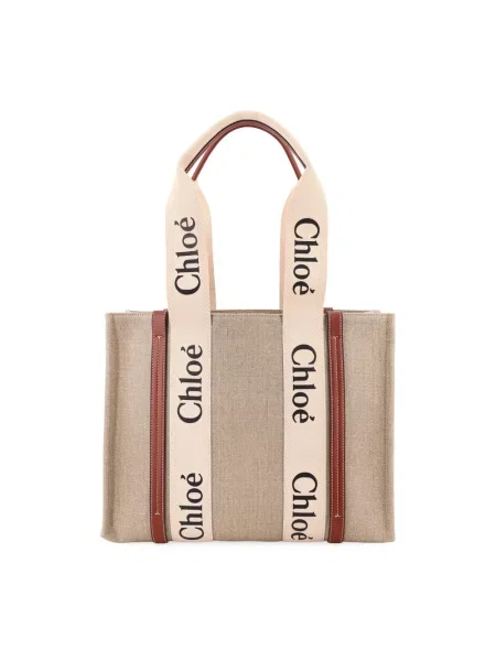Shopperka Chloã© skórzana biznesowa beżowa