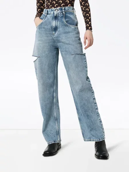 Proste jeansy Maison Margiela z przetarciami niebieskie