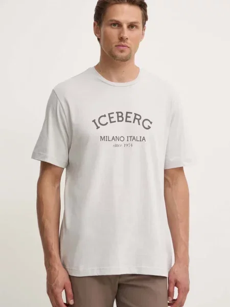 Тениска Iceberg с принт сиво