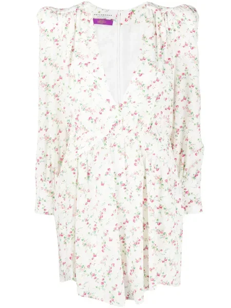 Rochie Philosophy Di Lorenzo Serafini de mătase cu model floral cu imagine alb