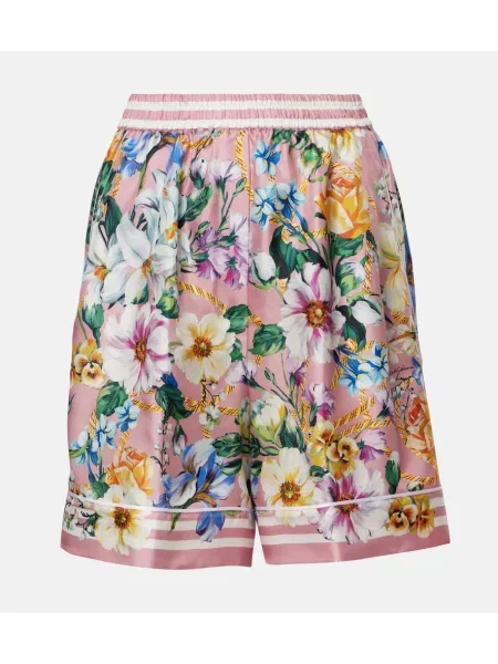 Jedwabne szorty Dolce&gabbana w kwiatki różowe