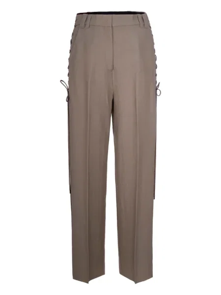 Pantaloni Marella cu șireturi din dantelă gri