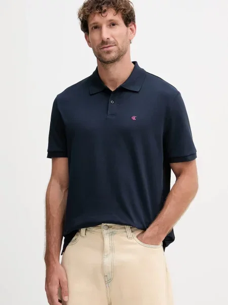 Calvin Klein Jeans polo granatowy gładki niebieska