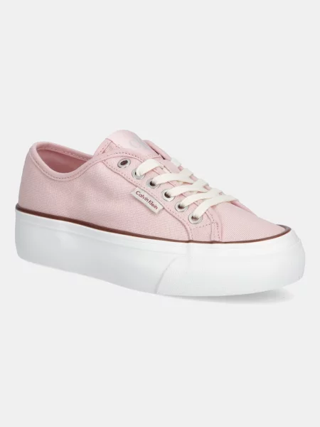 Calvin Klein Jeans tenisówki VULC FLATFORM CTN LOGO TAG różowy