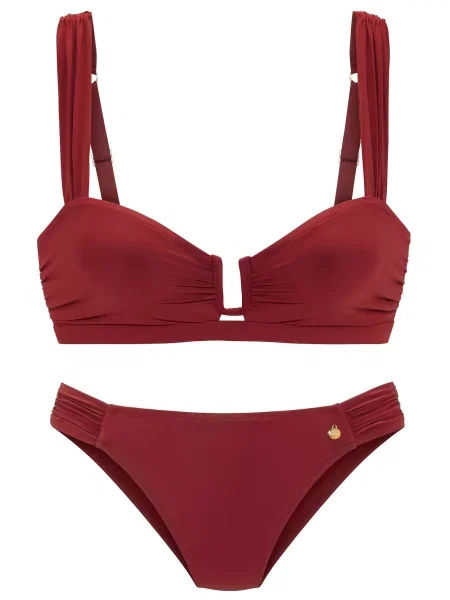 LASCANA Costum de baie două piese bordeaux roșu
