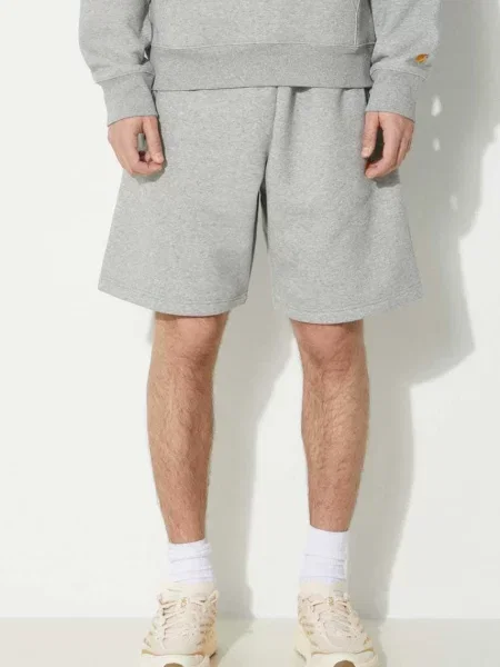 Carhartt WIP pantaloni scurti Chase Sweat Short barbati melanj gri