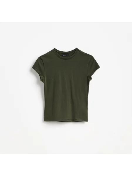 Reserved Tričko slim fit světle olivová