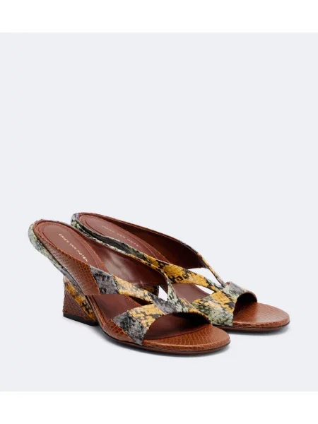 Sandale Dries Van Noten din piele cu pană cu model piele de șarpe