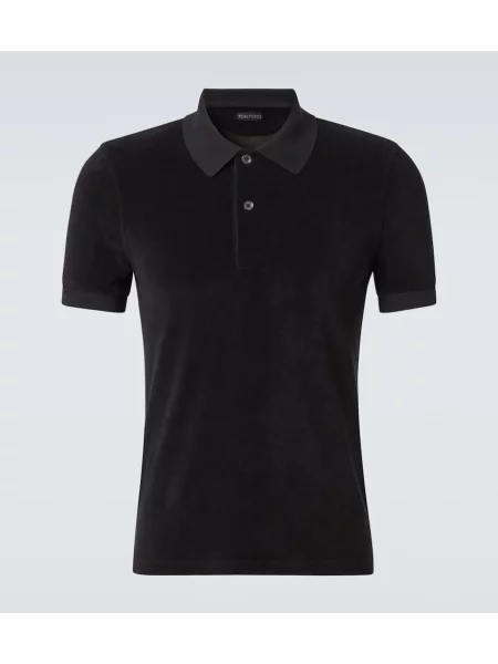 Polo Tom Ford din material terry negru
