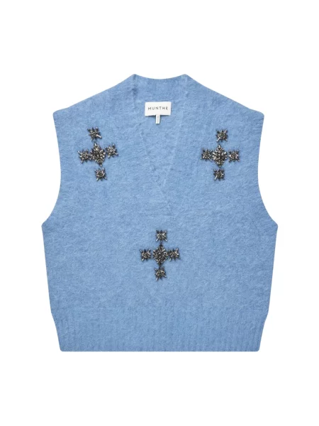 Dzianinowy sweter Munthe niebieski