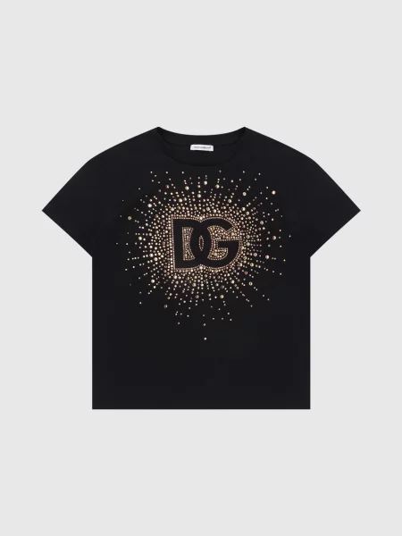 Дитяча футболка з кристалами Dolce&gabbana чорна