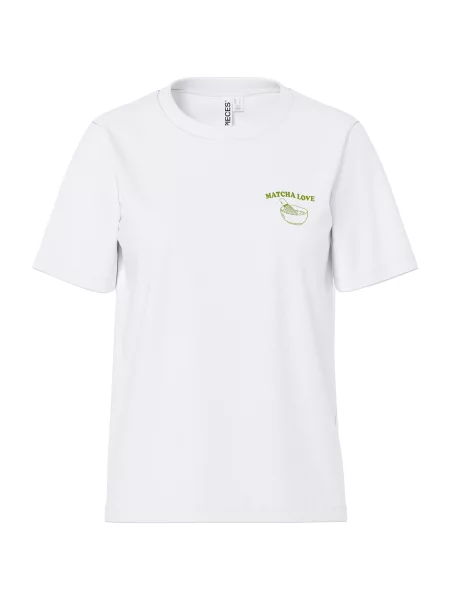 PIECES Tricou PCEGO verde iarbă alb