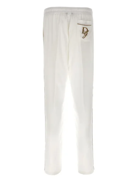 Pantaloni Dolce & Gabbana de mătase alb