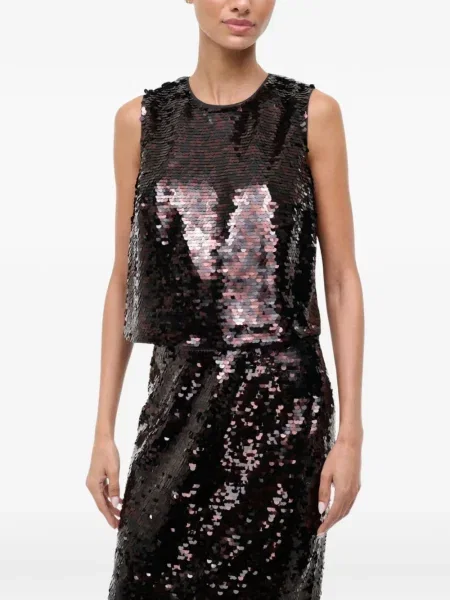 Top Staud cu paiete negru