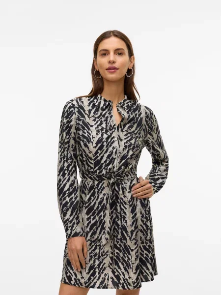 VERO MODA Rochie tip bluză kitt / bej închis / negru alb