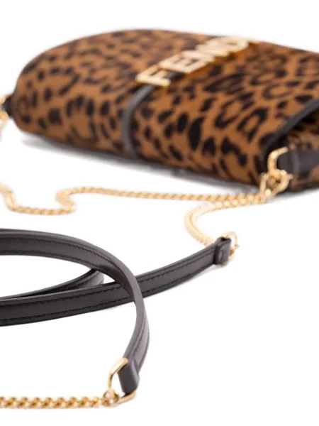 Colier Fendi cu model leopard maro