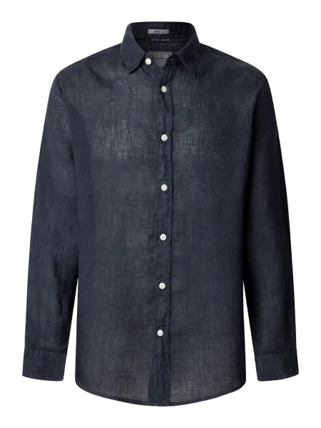 Gulerat cămașă de blugi Pepe Jeans de in clasică albastru
