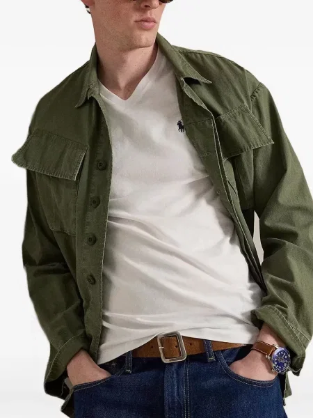 Kožené pantofle Polo Ralph Lauren s autogramem s výstřihem do v zelené