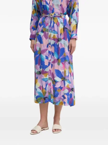 Миди пола La Petite Française на цветя с принт до коляното синьо