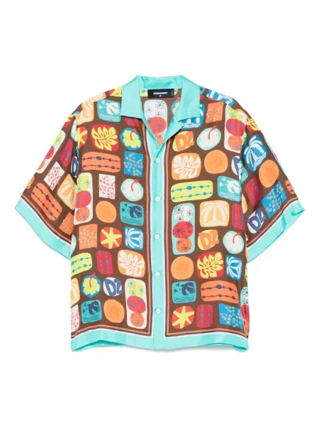 Cămașă Dsquared2 cu imagine maro