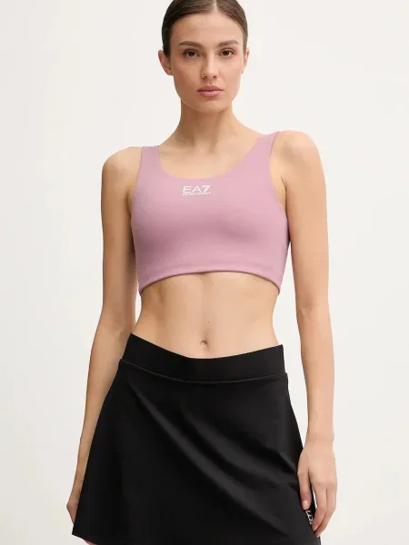 Спортен сутиен Emporio Armani с изчистен дизайн черно
