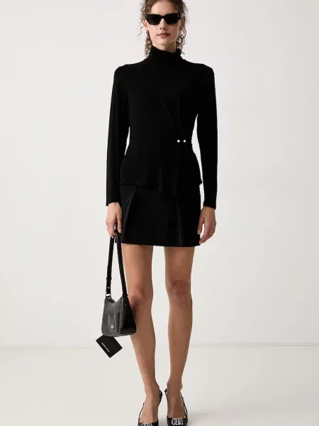 Tricou cu mânecă lungă Twinset din lyocell negru