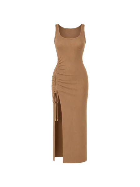 Rochie Michael Michael Kors tricotate cu volane maro