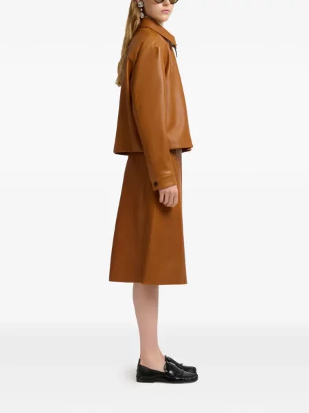 Fustă din piele Marni cu model floral maro