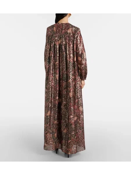 Rochie maxi Max Mara de mătase de costum maro