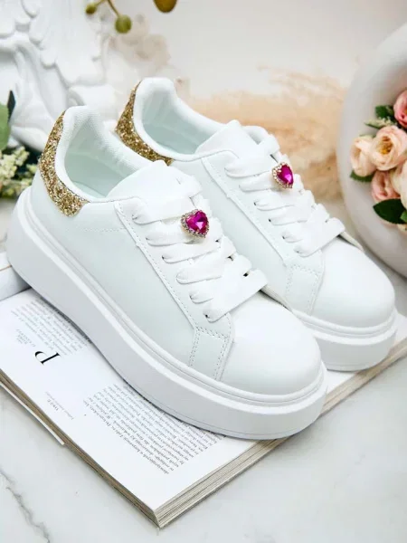 Sneakerși Resti cu platformă alb