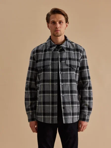 DAN FOX APPAREL Prehodna jakna Carlos siva / črna bela