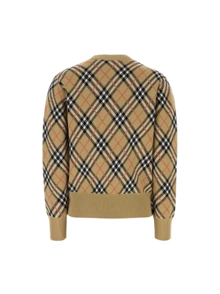 Sweter Burberry z wzorem argyle beżowy