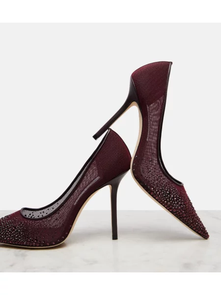 Pantofi cu toc Jimmy Choo de cristal bordo