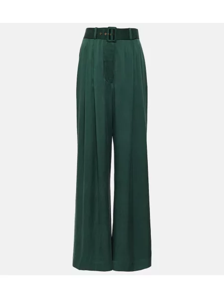 Pantaloni Zimmermann din satin verde
