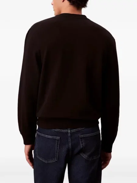 Суитчър Calvin Klein бродиран с кръгло деколте черно