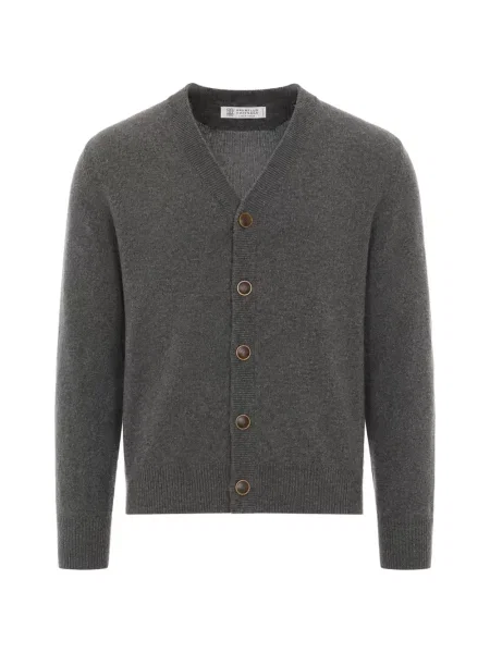 Cardigan Brunello Cucinelli cu decolteu în V gri