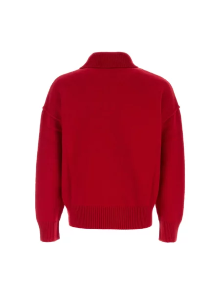 Sweter Ami Paris wełniany z długim rękawem czerwony