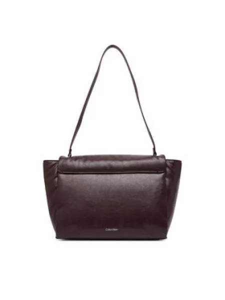 Calvin Klein Ročna torba Emblem Hw Padded Satchel Bordo rdeča rjava